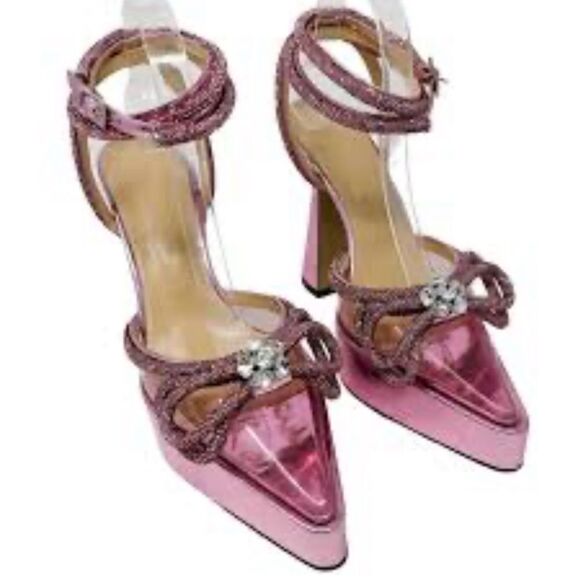 MACH & MACH Double Crystal Bow Platform Pump Pink with Dust bag 9.5 NWT $1225 - Picture 2 of 6